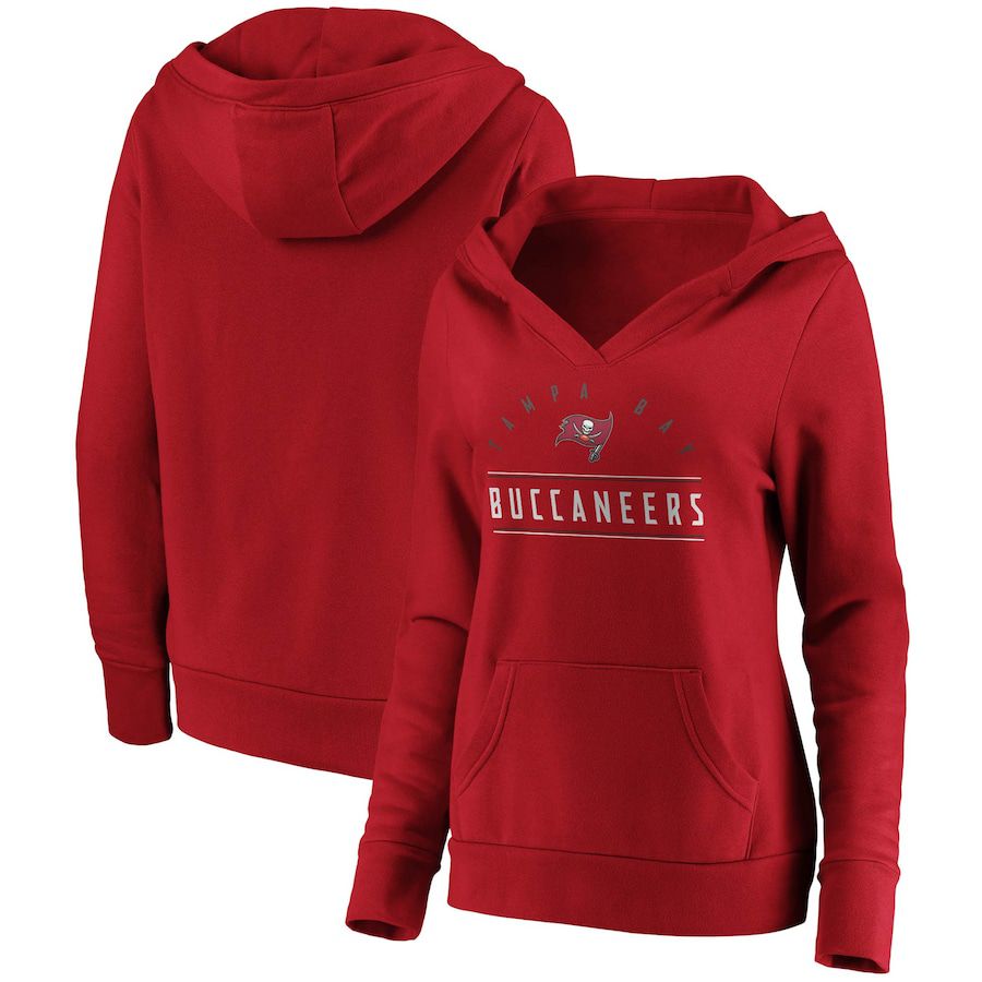 Women Tampa Bay Buccaneers Fanatics Branded Red Iconic League Leader V-Neck Pullover Hoodie->women nfl jersey->Women Jersey